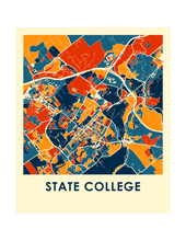 Charger l'image dans la galerie, Affiche cartographique de State College - Style Chroma