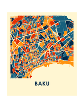 Load image into Gallery viewer, Baku Map Print - Full Color Map Poster