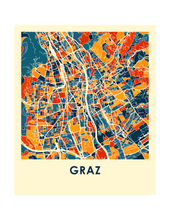 Charger l'image dans la galerie, Affiche cartographique de Graz - Style Chroma