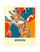 Load image into Gallery viewer, Bergen Map Print - Full Color Map Poster