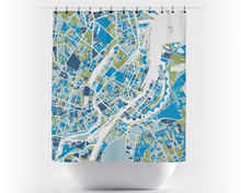 Load image into Gallery viewer, Copenhagen Map Shower Curtain - denmark Shower Curtain - Chroma Series