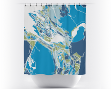 Load image into Gallery viewer, Bergen Map Shower Curtain - norway Shower Curtain - Chroma Series