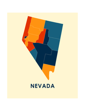 Charger l'image dans la galerie, Affiche cartographique de Nevada - Style Chroma