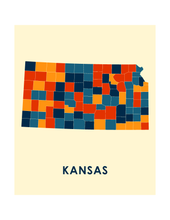 Charger l'image dans la galerie, Affiche cartographique de Kansas - Style Chroma