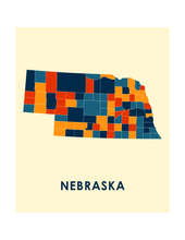 Load image into Gallery viewer, Nebraska Map Print - Full Color Map Poster