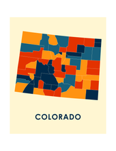 Charger l'image dans la galerie, Affiche cartographique de Colorado - Style Chroma