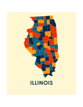 Load image into Gallery viewer, Illinois Map Print - Full Color Map Poster
