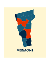 Charger l'image dans la galerie, Affiche cartographique de Vermont - Style Chroma