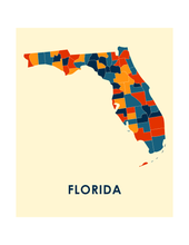 Load image into Gallery viewer, Florida Map Print - Full Color Map Poster
