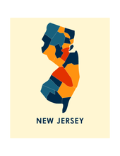Charger l'image dans la galerie, Affiche cartographique de New Jersey - Style Chroma