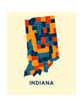 Charger l'image dans la galerie, Affiche cartographique de Indiana - Style Chroma