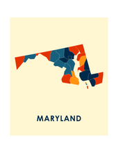 Charger l'image dans la galerie, Affiche cartographique de Maryland - Style Chroma