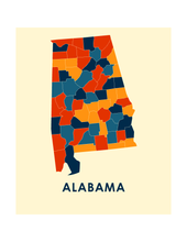 Load image into Gallery viewer, Alabama Map Print - Full Color Map Poster