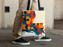 Load image into Gallery viewer, Louisiana Map Tote Bag - LA Map Tote Bag 15x15