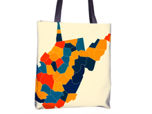 Charger l'image dans la galerie, West Virginia Map Tote Bag - WV Map Tote Bag 15x15
