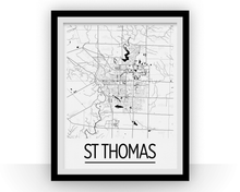 Load image into Gallery viewer, St Thomas Ontario Map Poster - Ontario Map Print - Art Deco Series
