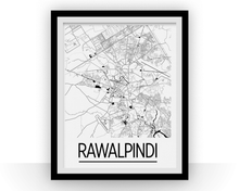 Load image into Gallery viewer, Rawalpindi Map Poster - Pakistan Map Print - Art Deco Series
