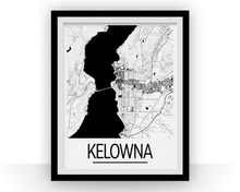 Load image into Gallery viewer, Kelowna British Columbia Map Poster - British Columbia Map Print - Art Deco Series