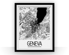Load image into Gallery viewer, Geneva Map Poster - switzerland Map Print - Art Deco Series