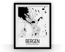 Load image into Gallery viewer, Bergen Map Poster - norway Map Print - Art Deco Series