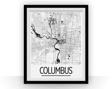 Load image into Gallery viewer, Columbus Map Poster - usa Map Print - Art Deco Series