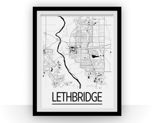 Load image into Gallery viewer, Lethbridge Alberta Map Poster - Alberta Map Print - Art Deco Series