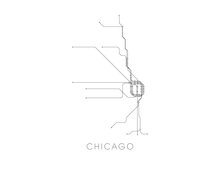 Load image into Gallery viewer, Chicago Subway Map Print - Chicago Metro Map Poster