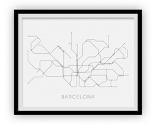 Load image into Gallery viewer, Barcelona Subway Map Print - Barcelona Metro Map Poster