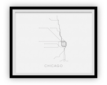 Load image into Gallery viewer, Chicago Subway Map Print - Chicago Metro Map Poster