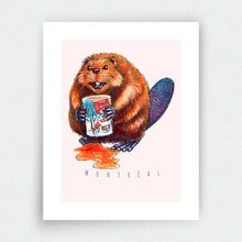 Load image into Gallery viewer, Beaver Drinking Maple Syrup Print - Montréal
