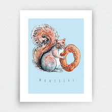 Load image into Gallery viewer, Squirrel Eating Bagel Print - Montréal
