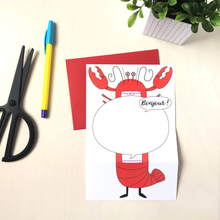 Load image into Gallery viewer, Lobster Greeting Card to Unfold

