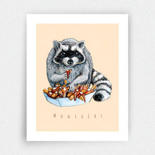 Load image into Gallery viewer, Raccoon Eating Poutine Print - Montréal
