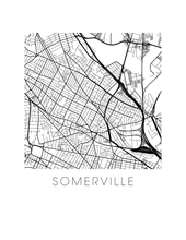 Charger l'image dans la galerie, Affiche cartographique de Somerville - Style Noir et Blanc
