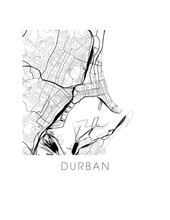 Load image into Gallery viewer, Durban Map Black and White Print - south africa Black and White Map Print
