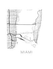 Charger l'image dans la galerie, Affiche cartographique de Miami - Style Noir et Blanc
