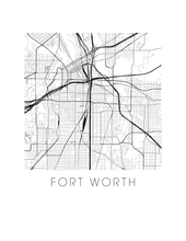 Charger l'image dans la galerie, Affiche cartographique de Fort Worth - Style Noir et Blanc
