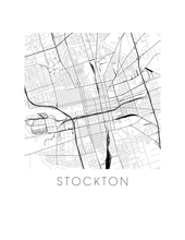 Charger l'image dans la galerie, Affiche cartographique de Stockton - Style Noir et Blanc
