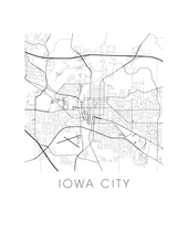 Load image into Gallery viewer, Iowa City Map Black and White Print - iowa Black and White Map Print
