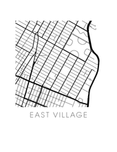 Charger l'image dans la galerie, Affiche cartographique de East Village - Style Noir et Blanc
