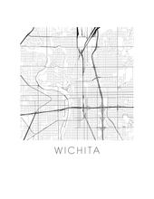 Charger l'image dans la galerie, Affiche cartographique de Wichita - Style Noir et Blanc
