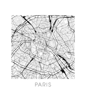Charger l'image dans la galerie, Affiche cartographique de Paris - Style Noir et Blanc
