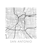 Charger l'image dans la galerie, Affiche cartographique de San Antonio - Style Noir et Blanc
