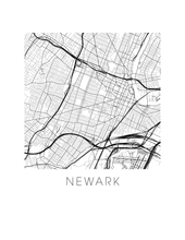 Charger l'image dans la galerie, Affiche cartographique de Newark - Style Noir et Blanc
