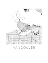 Charger l'image dans la galerie, Affiche cartographique de Vancouver - Style Noir et Blanc
