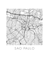 Charger l'image dans la galerie, Affiche cartographique de Sao Paulo - Style Noir et Blanc
