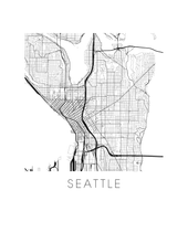 Charger l'image dans la galerie, Affiche cartographique de Seattle - Style Noir et Blanc
