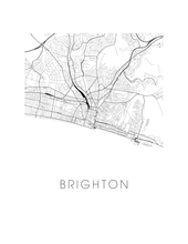 Load image into Gallery viewer, Brighton Map Black and White Print - england Black and White Map Print
