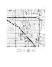 Charger l'image dans la galerie, Affiche cartographique de Anaheim - Style Noir et Blanc
