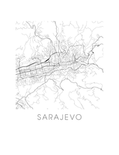 Charger l'image dans la galerie, Affiche cartographique de Sarajevo - Style Noir et Blanc
